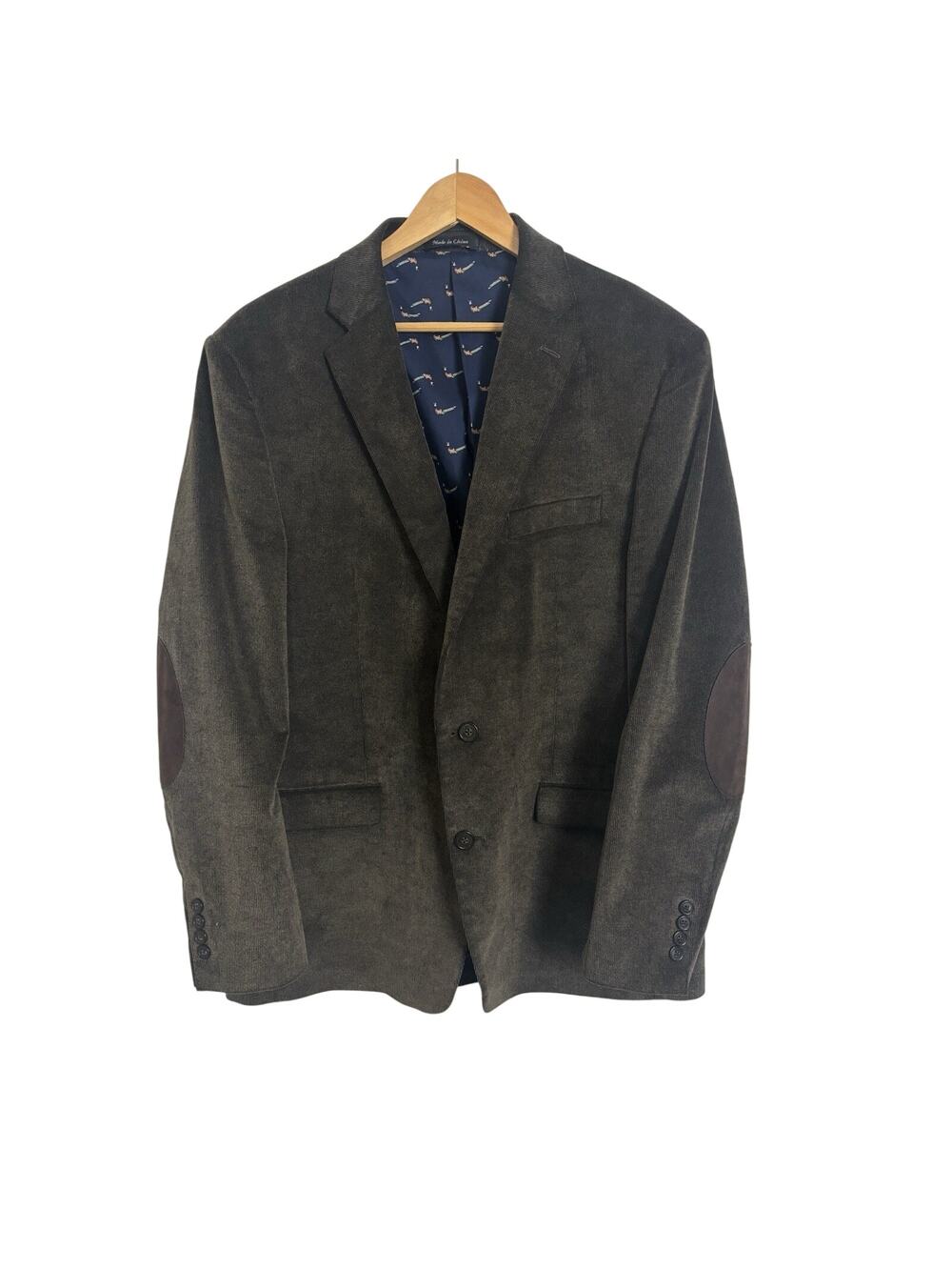 Y2K Chaps Wale Corduroy 2 Button Sport Coat Blazer Elbow Patch Pheasant 44R